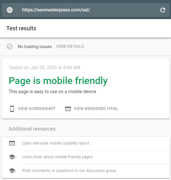 جوجل سيو Mobile Test